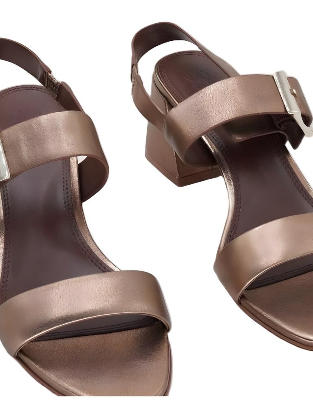 Naturalizer Metallic Bronze Strap Block Heel Sandals